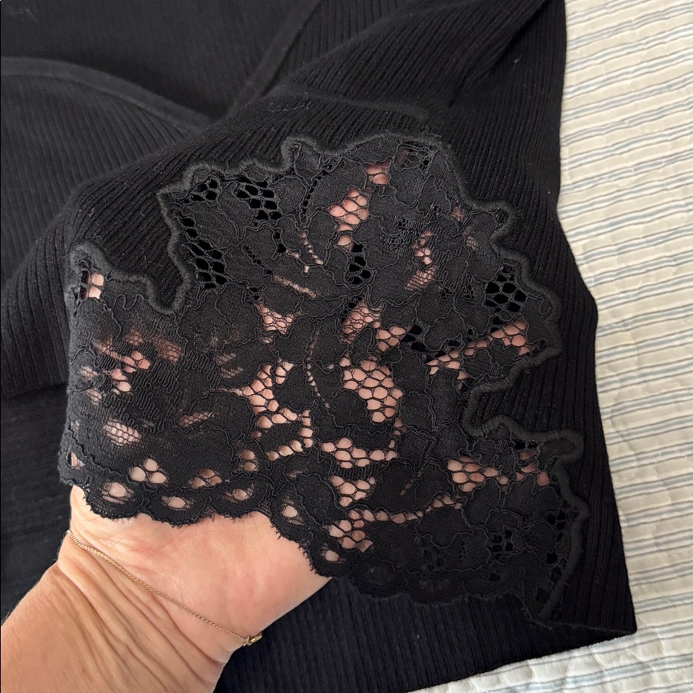 Express Cropped Corset Style Rib Knit Sweater - Picture 7 of 11